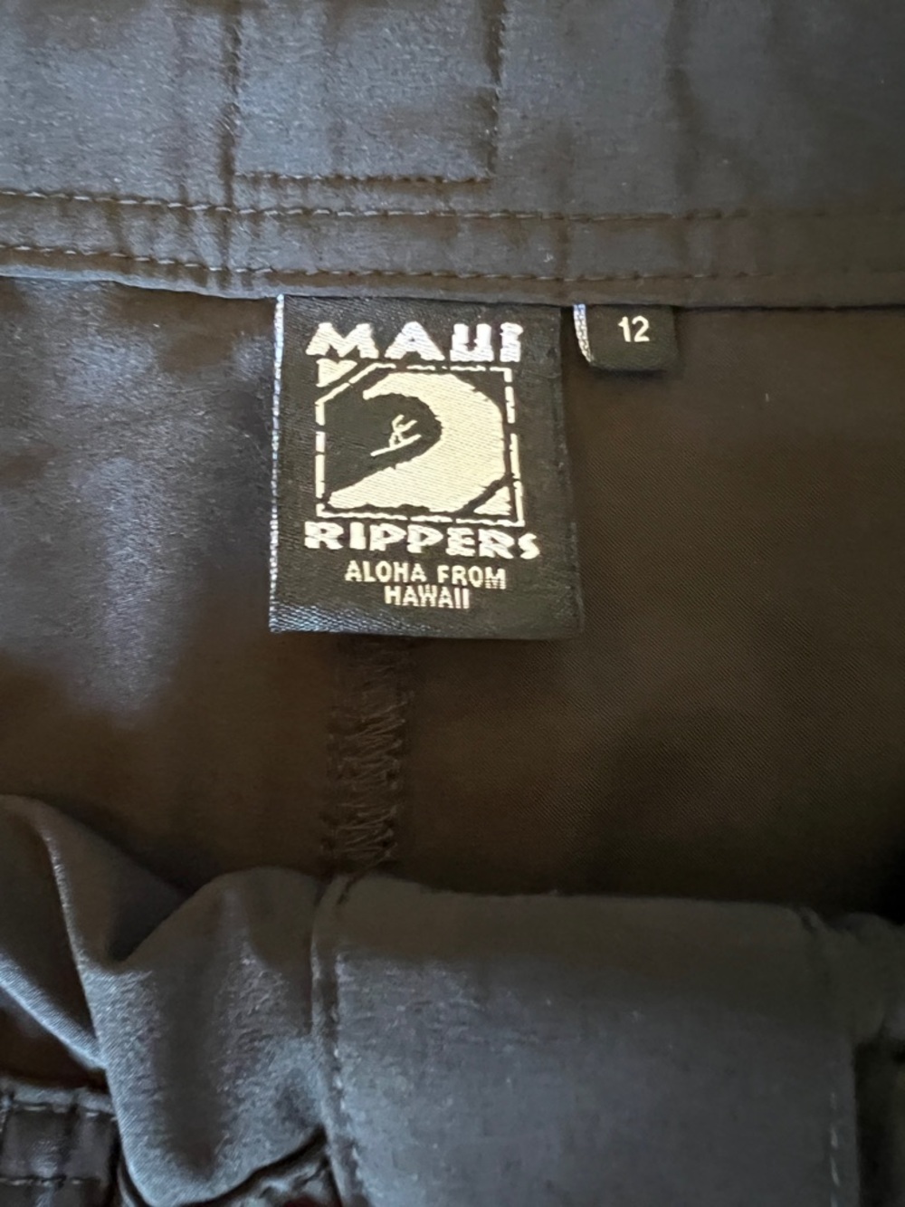 Maui Rippers Black Board Shorts Women’s Size 12 Surf Swim Trunks Drawstring - Picture 6 of 10